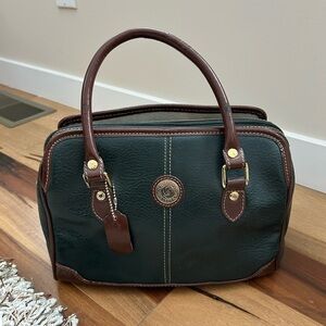 Chanson Green and Brown Leather Handbag